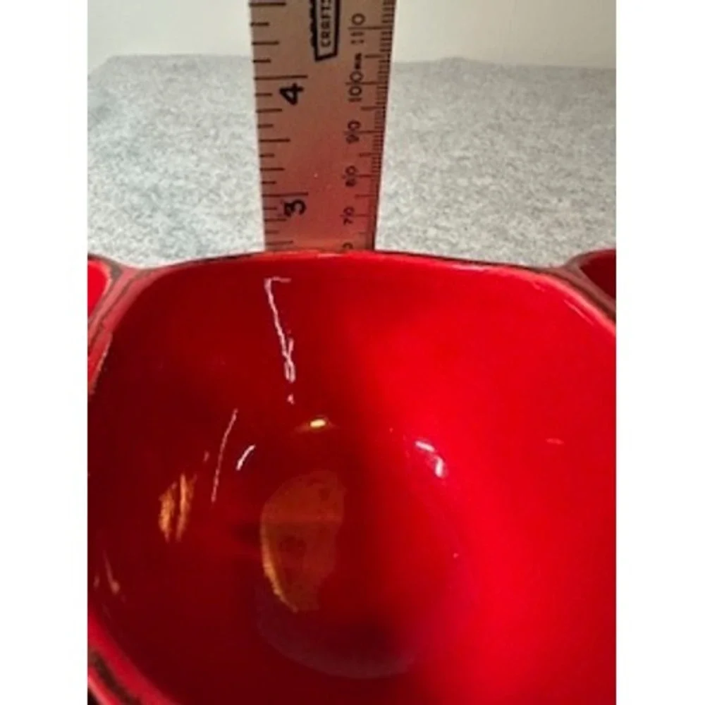 Ceramiche Virginia Italy Red Ceramic 4 Compartment Condiment Server Bowl 17in